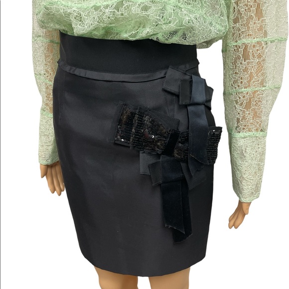 Sequin Bow Embellished Silk Skirt